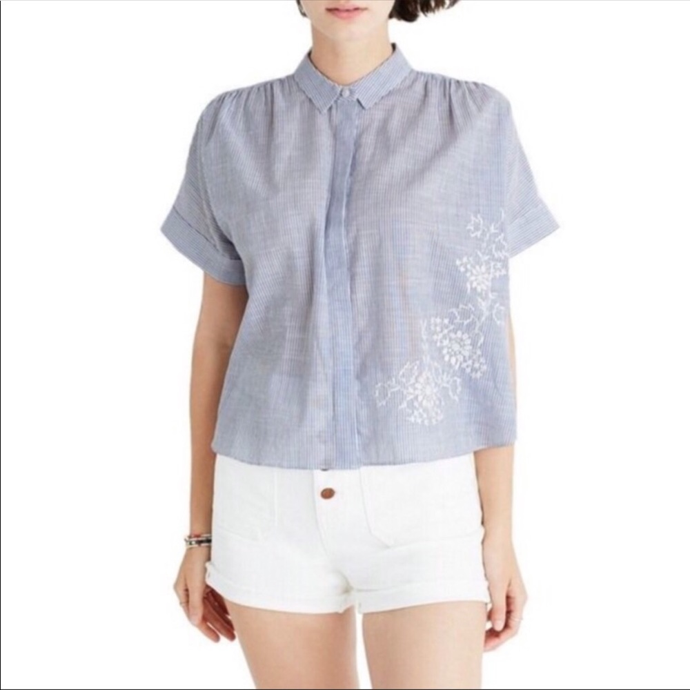 Madewell Embroidered stripe Hilltop Shirt
